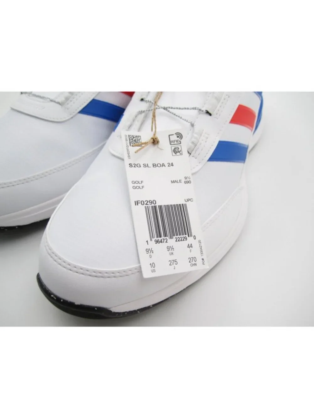 New Adidas Men S2G SL BOA 24 Spikeless White Blue Red Golf Shoes Sz 10US (F9)